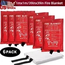 6 Pack Fire Blanket Fiberglass 39''X39'' Emergency Home Retardant Prepared. Fixed Price $40.87.