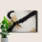 Abstract Canvas Art Black Tan Dynamic Brushstroke Sweep Design. Fixed Price $11.17.