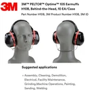 3M Peltor H10B Optime 105 Behind The Head Earmuff Noise Reduction Hearing 29DB. Fixed Price $85.00.