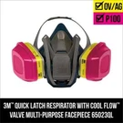 3M Quick Latch Half Face Respirator Mask P100 Organic Vapor Acid Gas Filter Med. Fixed Price $65.99.