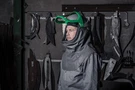 Gvs Z-link Respirator With Zytec Fr Shoulder Cape And Sena Comms Earmuffs. Fixed Price $218.00.
