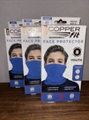 3 X Copper Fit Guardwell Face Cover And Neck Gaiter, Blue, Youth. Fixed Price $13.80.