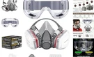 Reusable Half Face Respirator Mask With Anti Fog Safety Goggles, Airguard Dual. Fixed Price $47.45.