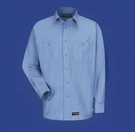 New Wrangler Workwear Canvas Light Blue Long Sleeve Button Shirt Size WS10LB. Fixed Price $35.00.