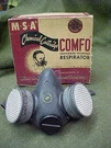 1950'S Msa Chemical Cartridge Comfo Respirator No 2301 Cr 44158 Pittsburgh Pa. Fixed Price $59.75.