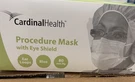 Box Of (100) AT7511-WE Cardinal Health Procedure Masks W/ Eye Shield & Earloops. Fixed Price $85.00.