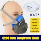 Reusable Half Face Cover Safety Respirator Mask With Filters For Dust Resin Fume. Fixed Price $9.99.