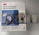 3M FF-402 Ultimate Fx Full Face Mask Respirator Medium + 400-17, Bag, Cartridges. Fixed Price $185.00.