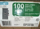 Siemens GF323N 100A 240 Vac 3P Fusible Indoor Disconnect Safety Switch. Fixed Price $145.00.