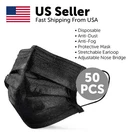New Disposable Black Face Mouth Mask 3-PLY Ear Loop 50 Pcs. Fixed Price $9.95.