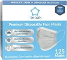 Litepak 125-PACK Disposable Face Mask Premium Comfort Earloops With Dispenser. Fixed Price $9.99.
