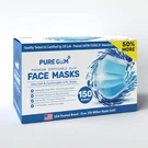 Pure Gem Pack 150 Single Use Disposable Blue Face Mask, Soft On Skin, 3-PLY. Fixed Price $16.87.