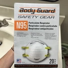 Body Guard N95 20 Count Particulate Respirator Masks Meets Cdc Guidelines Usa. Fixed Price $19.99.