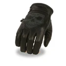 Men's Motorcycle Reflective Skull Black Leather Gloves With Gel Palm Light Lined. Fixed Price $38.99.