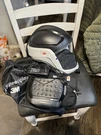 3M Versaflo M-400 Helmet With White Neck Cape, Respirator And Chargers. Fixed Price $1200.00.
