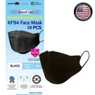 10 Pack KF94 Black Face Masks - Disposable, Ergonomic Design Comfort. Fixed Price $19.99.