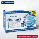 Pure Gem Pack 150 Single Use Disposable Blue Face Mask, Soft On Skin, 3-PLY. Fixed Price $16.10.