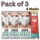 N95 Respirator - Pack Of 3 (6 Masks), 95% Filter Efficiency. Fixed Price $12.87.