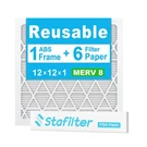 12X12X1 Stafilter Merv 8 Reusable Frame Air With 6 Paper Refill Inserts. Fixed Price $19.99.